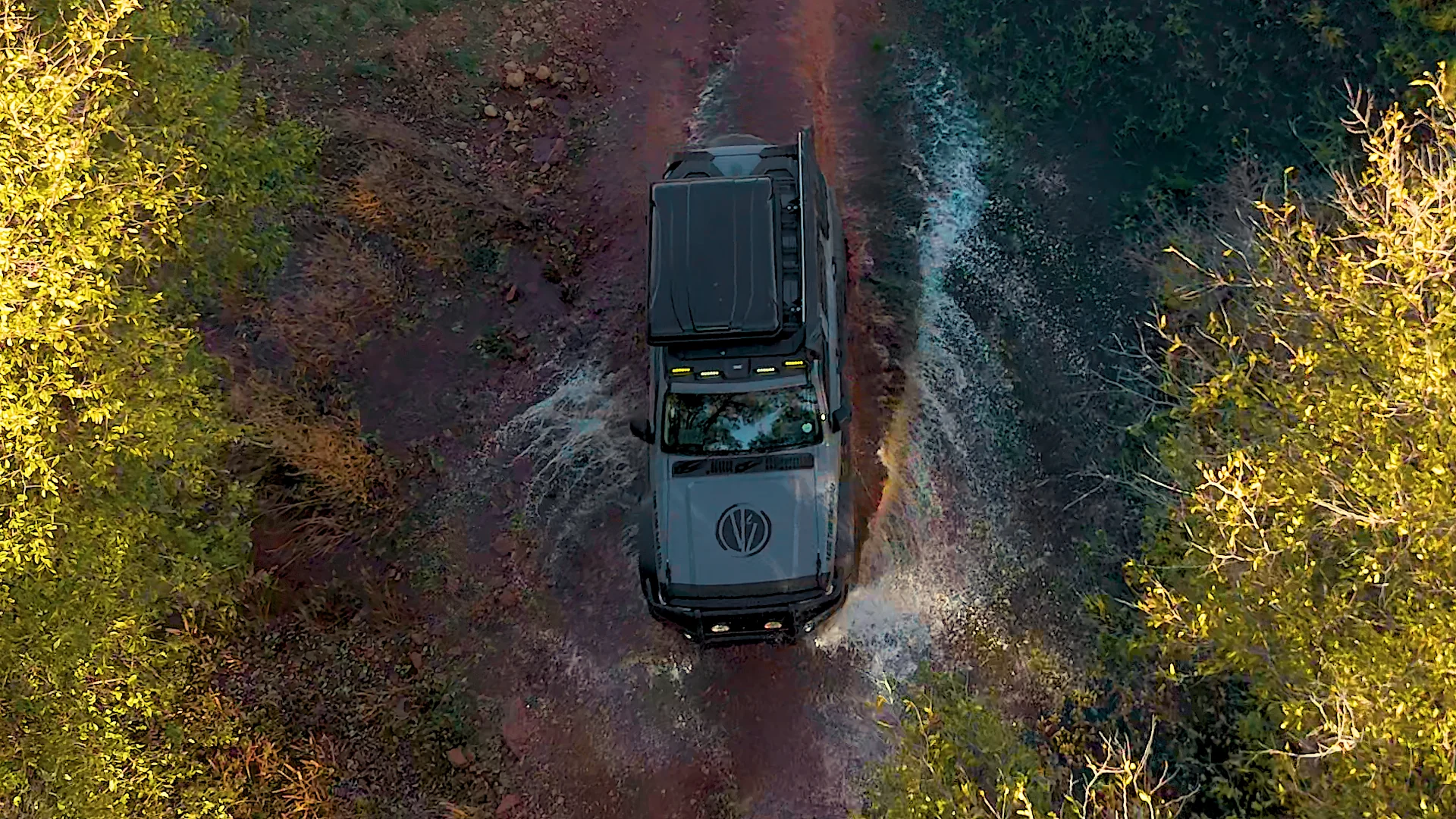 Tank 300 photographed from above on an off-road trail